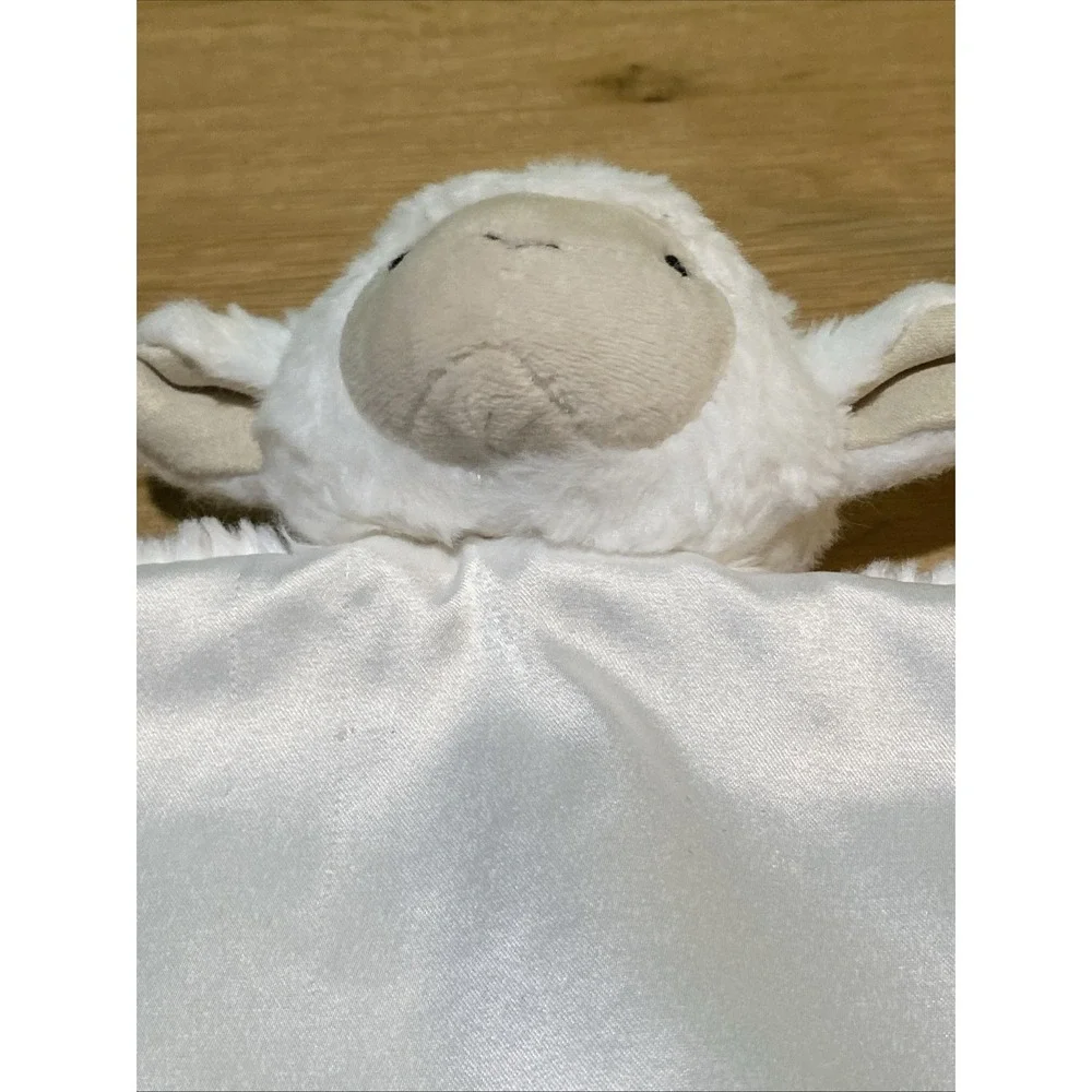 Pottery Barn Kids Lamb White‎ Knotted Lovey Security Satin Blanky - 11x11